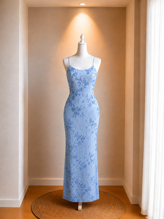 Vestido pedrería cielo