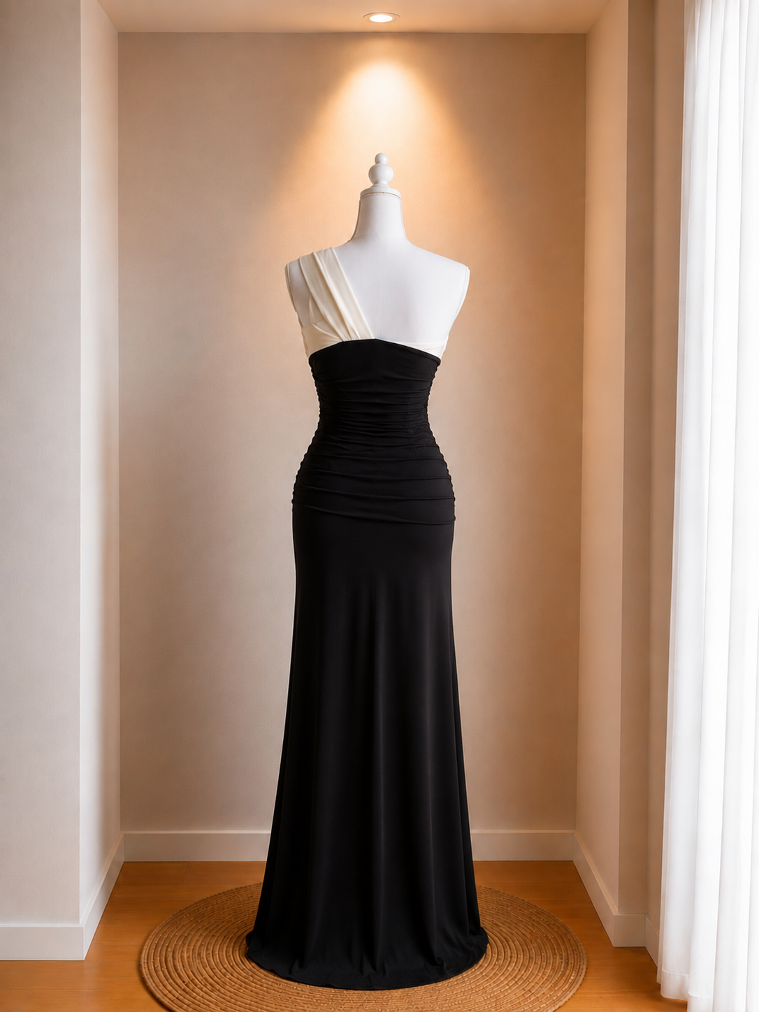 Vestido largo bicolor