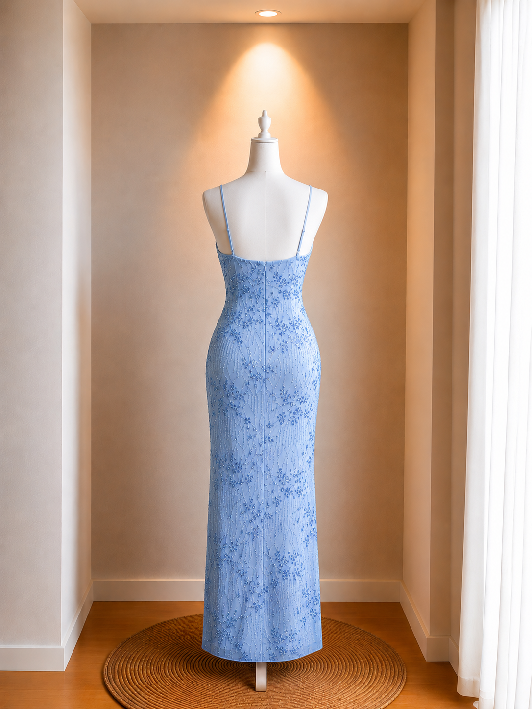 Vestido pedrería cielo