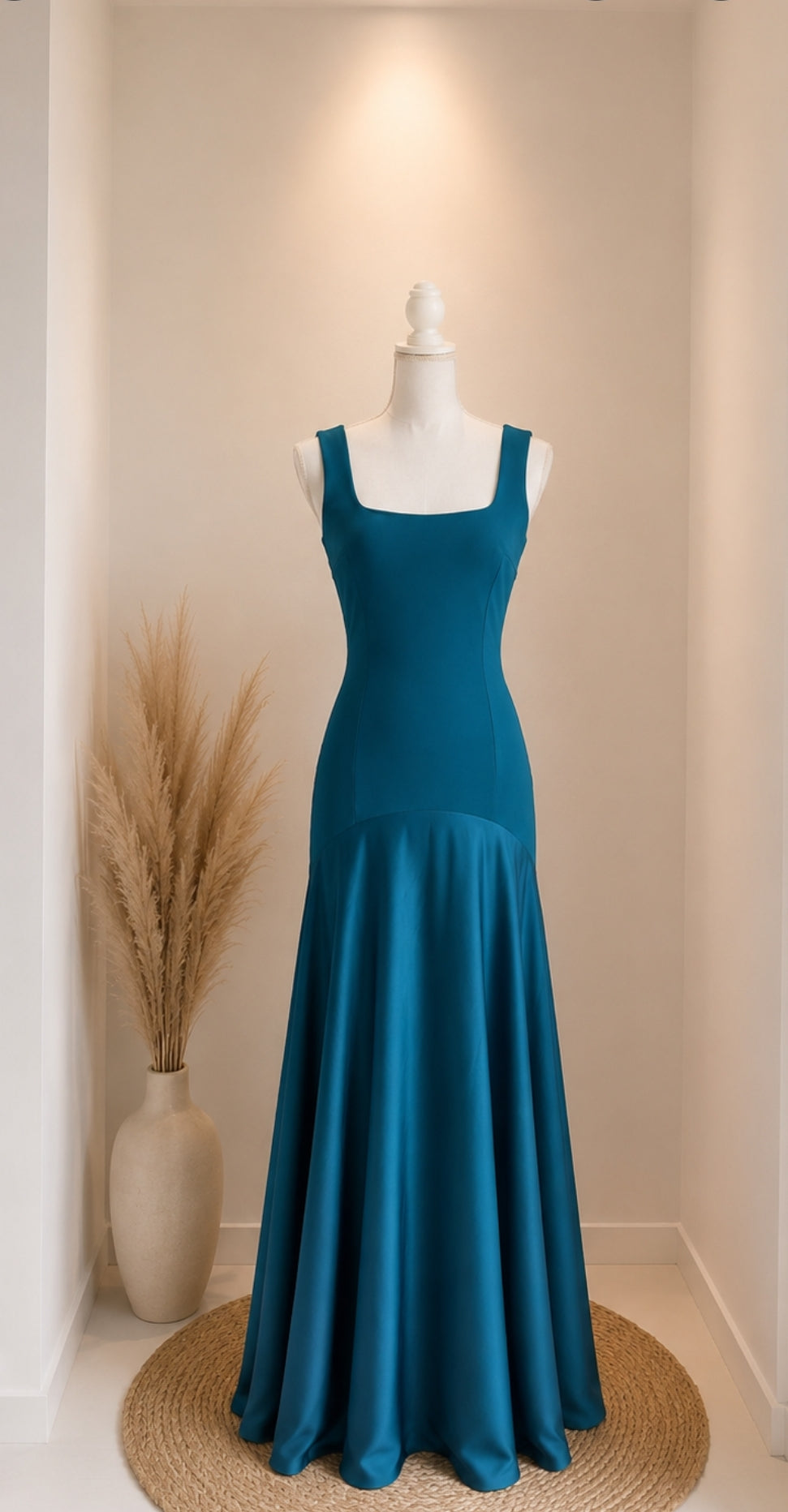 Vestido Azul Petróleo satinado