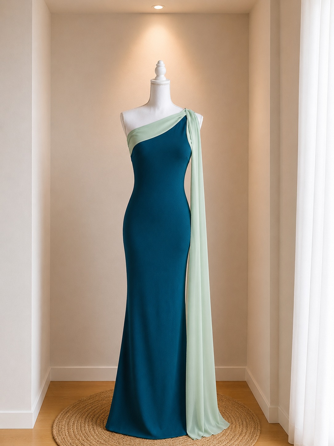 Vestido largo combinado